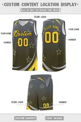 Dark Gray Olive Gradient Star Graffiti Basketball Jersey 2