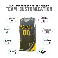 Dark Gray Olive Gradient Star Graffiti Basketball Jersey 3