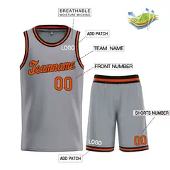 Dark Gray Orange-Black Classic Basketball Uniform Jersey 3