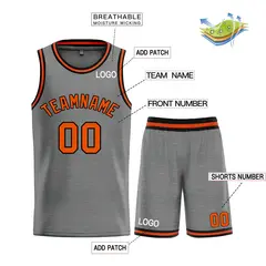Dark Gray Orange-Black Classic Bull Sets Basketball Jersey 3