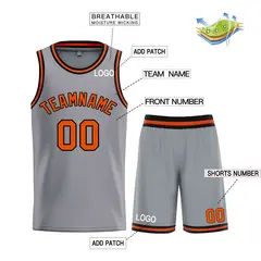 Dark Gray Orange-Black Classic Bull Sets Basketball Jersey 3