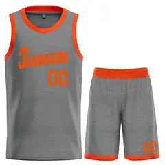 Dark Gray Orange Classic Basketball Uniform Jersey 1