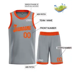 Dark Gray Orange Classic Basketball Uniform Jersey 3