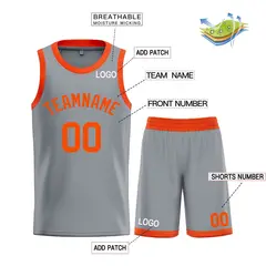 Dark Gray Orange Classic Bull Sets Basketball Jersey 3