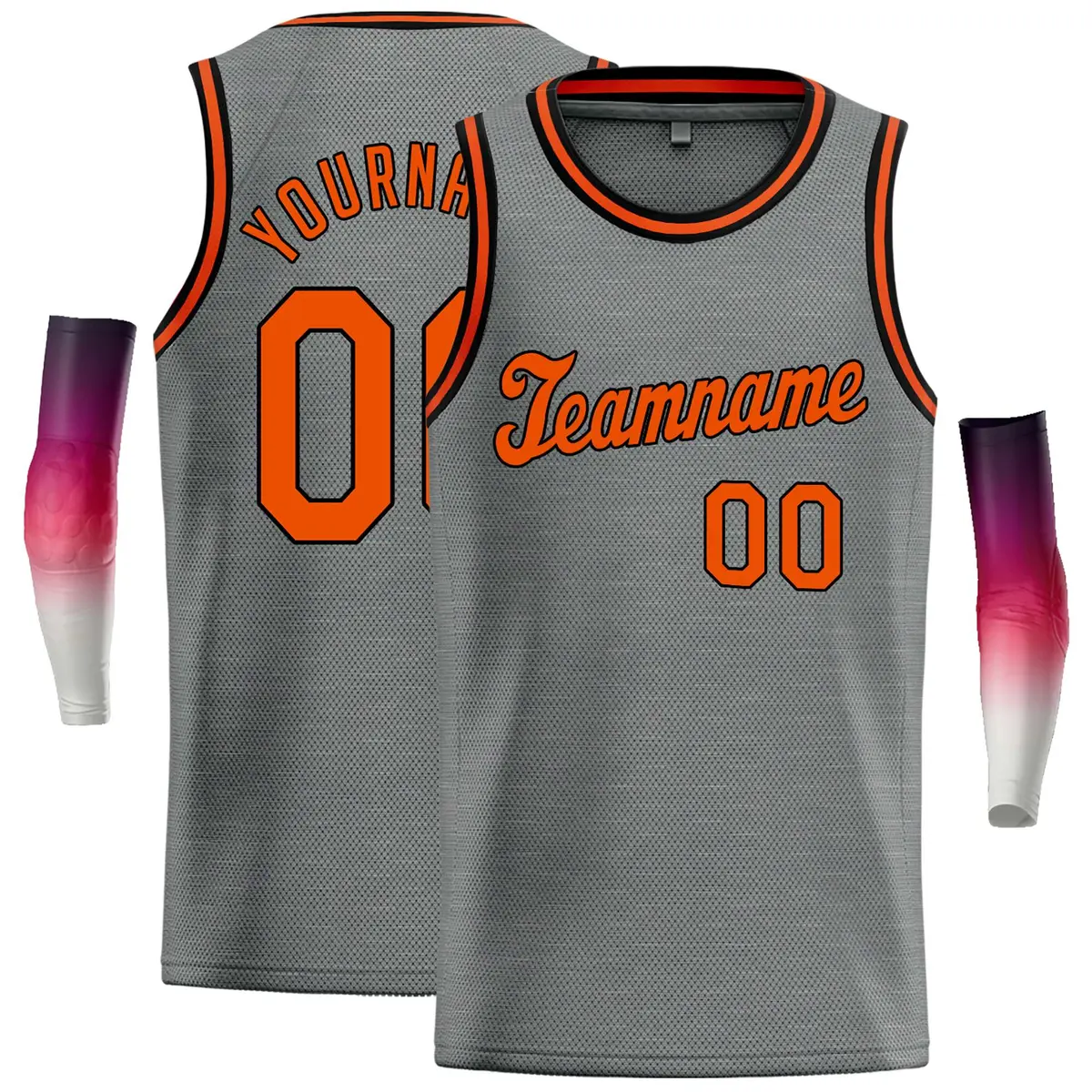 Dark Gray Orange Classic Casual Basketball Jersey