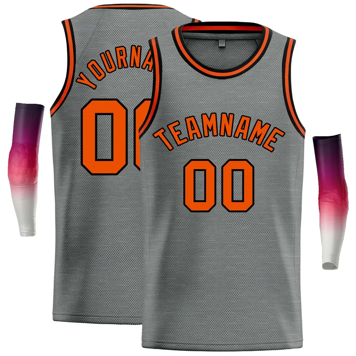 Dark Gray Orange Classic Casual Basketball Jersey