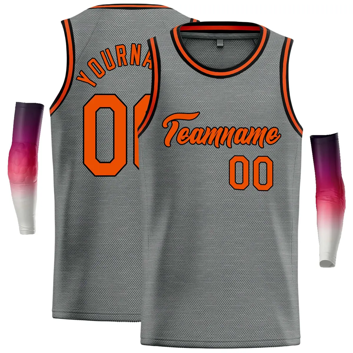Dark Gray Orange Classic Casual Basketball Jersey