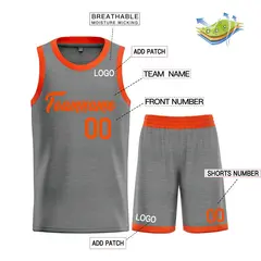 Dark Gray Orange Heal Basketball Jersey Uniform Set 3