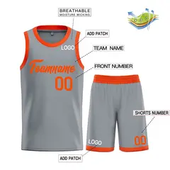 Dark Gray Orange Heal Basketball Jersey Uniform Set 3
