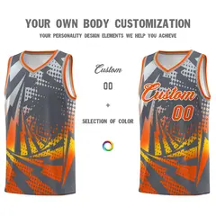 Dark Gray Orange Lightning Halftone Dot Basketball Jersey 3