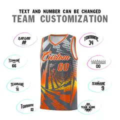 Dark Gray Orange Lightning Halftone Dot Basketball Jersey 4