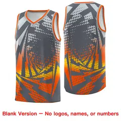 Dark Gray Orange Lightning Halftone Dot Basketball Jersey 6