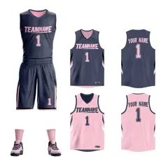 Dark Gray Pink Double Side Sets Sportswear Basketball Jersey