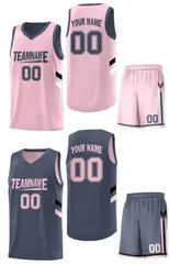 Dark Gray Pink Double Side Sets Sportswear Basketball Jersey 3
