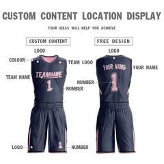 Dark Gray Pink Double Side Sets Sportswear Basketball Jersey 4