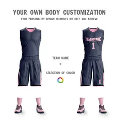 Dark Gray Pink Double Side Sets Sportswear Basketball Jersey 5
