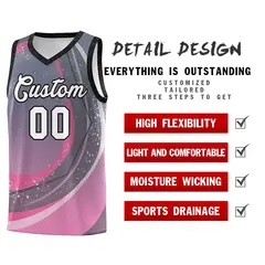 Dark Gray Pink Galaxy Graffiti Basketball Jersey 4