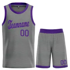 Dark Gray Purple Classic Basketball Uniform Jersey