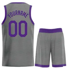 Dark Gray Purple Classic Basketball Uniform Jersey 2