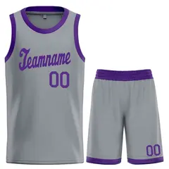Dark Gray Purple Classic Basketball Uniform Jersey
