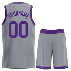 Dark Gray Purple Classic Basketball Uniform Jersey 2