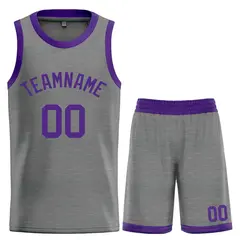 Dark Gray Purple Classic Bull Sets Basketball Jersey