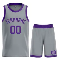 Dark Gray Purple Classic Bull Sets Basketball Jersey