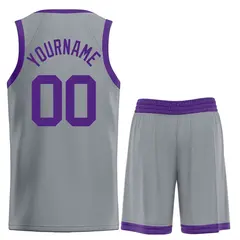 Dark Gray Purple Classic Bull Sets Basketball Jersey 2