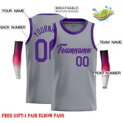 Dark Gray Purple Classic Casual Basketball Jersey 2