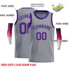 Dark Gray Purple Classic Casual Basketball Jersey 2