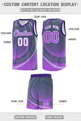 Dark Gray Purple Galaxy Graffiti Pattern Basketball Jersey 2