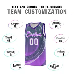 Dark Gray Purple Galaxy Graffiti Pattern Basketball Jersey 3