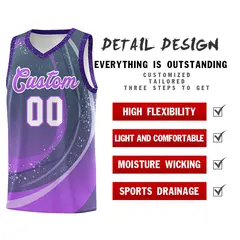 Dark Gray Purple Galaxy Graffiti Pattern Basketball Jersey 4