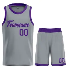 Dark Gray Purple Heal Classic Basketball Jersey