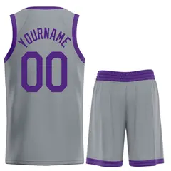 Dark Gray Purple Heal Classic Basketball Jersey 2