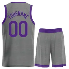 Dark Gray Purple Heal Classic Basketball Jersey 2