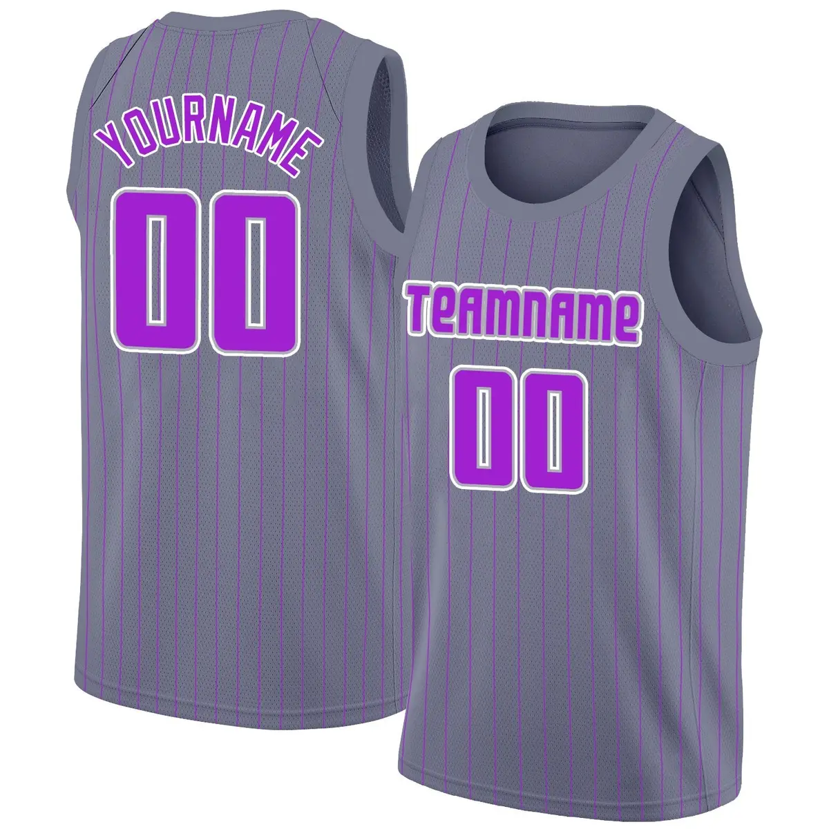 Dark Gray Purple White Stripe Fashion Basketball Jersey