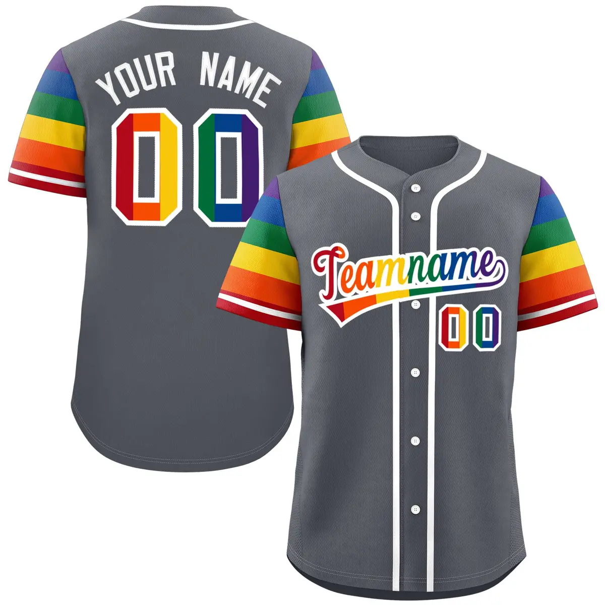 Dark Gray Rainbow Pride Month Raglan Sleeves Baseball Jersey