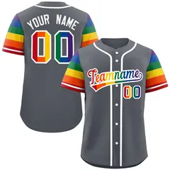Dark Gray Rainbow Pride Month Raglan Sleeves Baseball Jersey