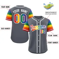 Dark Gray Rainbow Pride Month Raglan Sleeves Baseball Jersey 2