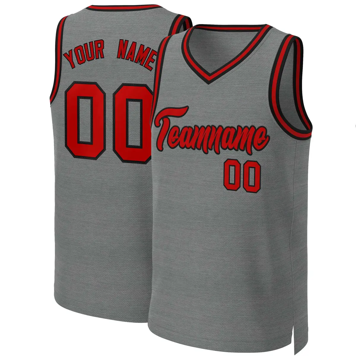 Dark Gray Red-Black Classic Basketball Jersey