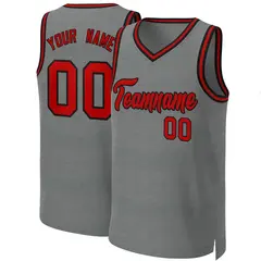 Dark Gray Red-Black Classic Basketball Jersey 1