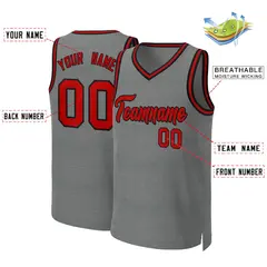 Dark Gray Red-Black Classic Basketball Jersey 2