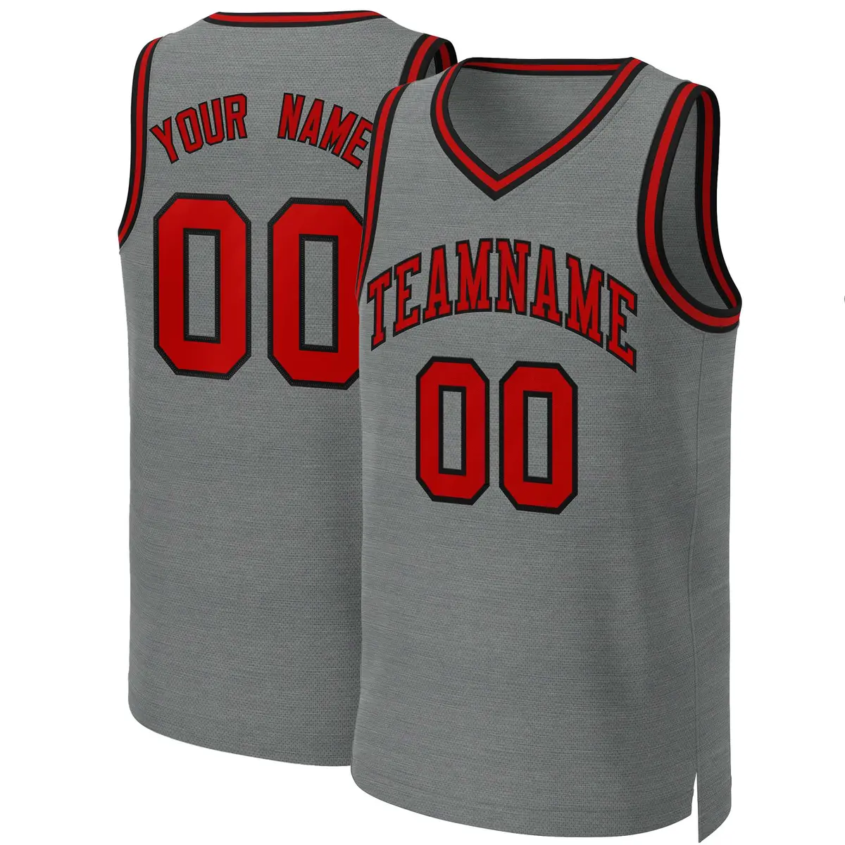 Dark Gray Red-Black Classic Basketball Jersey