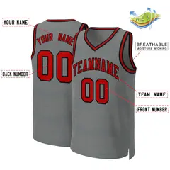 Dark Gray Red-Black Classic Basketball Jersey 2