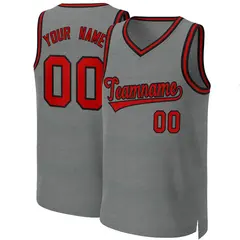 Dark Gray Red-Black Classic Basketball Jersey