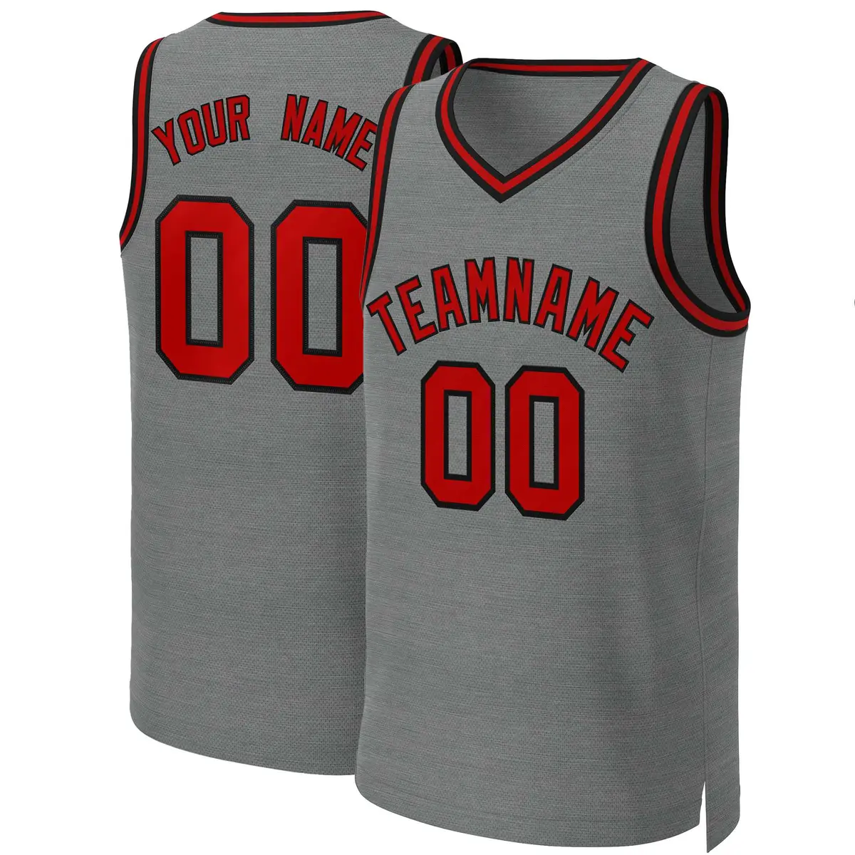 Dark Gray Red-Black Classic Basketball Jersey
