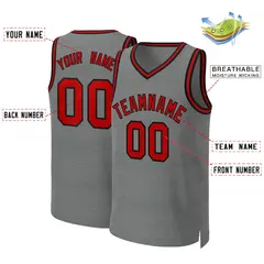 Dark Gray Red-Black Classic Basketball Jersey 2