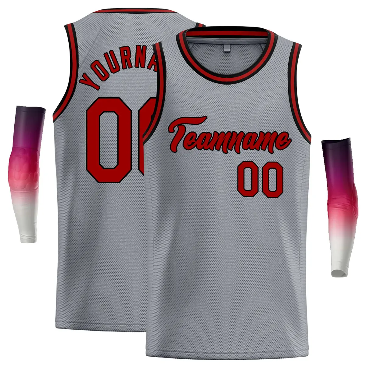 Dark Gray Red-Black Classic Casual Basketball Jersey