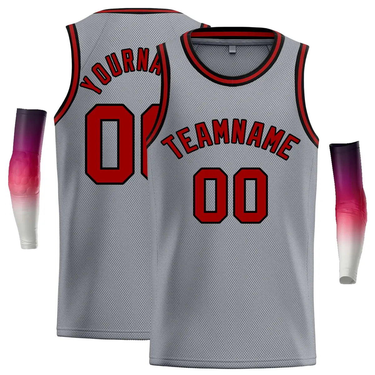 Dark Gray Red-Black Classic Casual Basketball Jersey